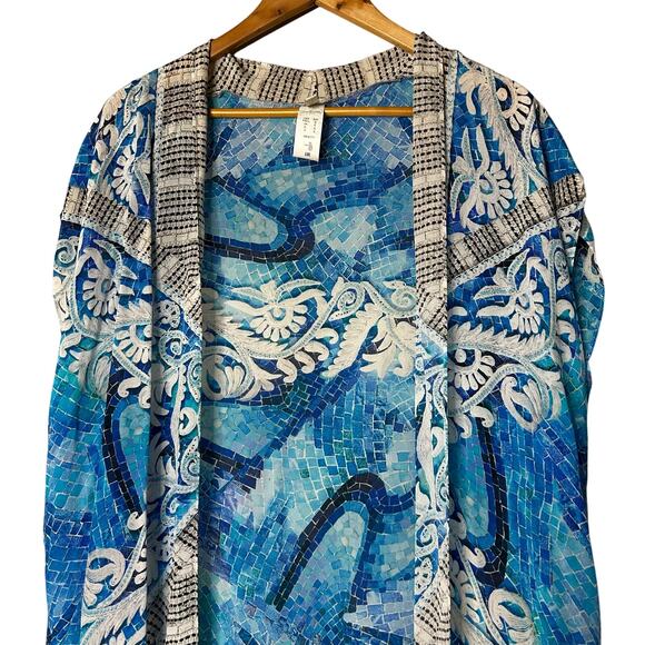 Gottex Swimsuit Beach Cover Up Felicity Size S 100% Silk Blue Longline - Picture 2 of 8